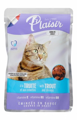 Les Repas Plaisir Wet Food Chunks with Trout & Shrimp in Gravy for Adult Cats