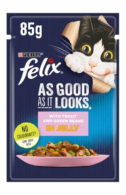 Purina Felix As Good As It Looks Wet Food with Trout & Green Beans in Jelly for Adult Cats