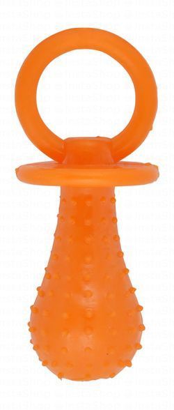 Orgo Small Orange Pacifier Shaped Dog Chew Toy