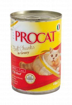 Procat Soft Chunks Wet Food with Beef for Adult Cats (1-7 Years)