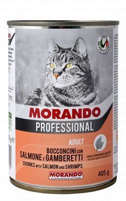 Morando Professional Wet Food Chunks with Salmon & Shrimp for Adult Cats